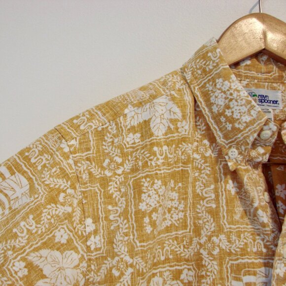 Vintage 90s Reyn Spooner Hawaiian Shirt Lahaina Soft Orange Floral Medium - Picture 4 of 12